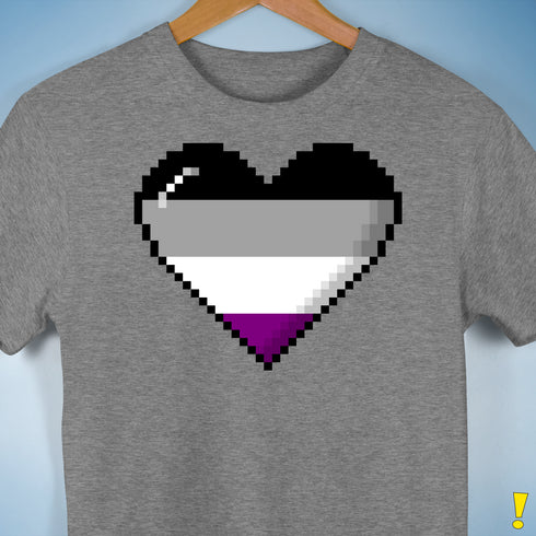 Asexual Pride 8-Bit Pixel Heart Premium Unisex T-Shirt - Grey Heather